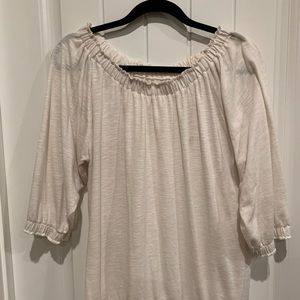 Cream colored off the shoulder blouse